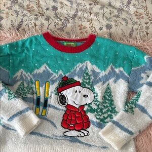 Peanuts Snoopy adult Sweater with Red and Blue Highlights